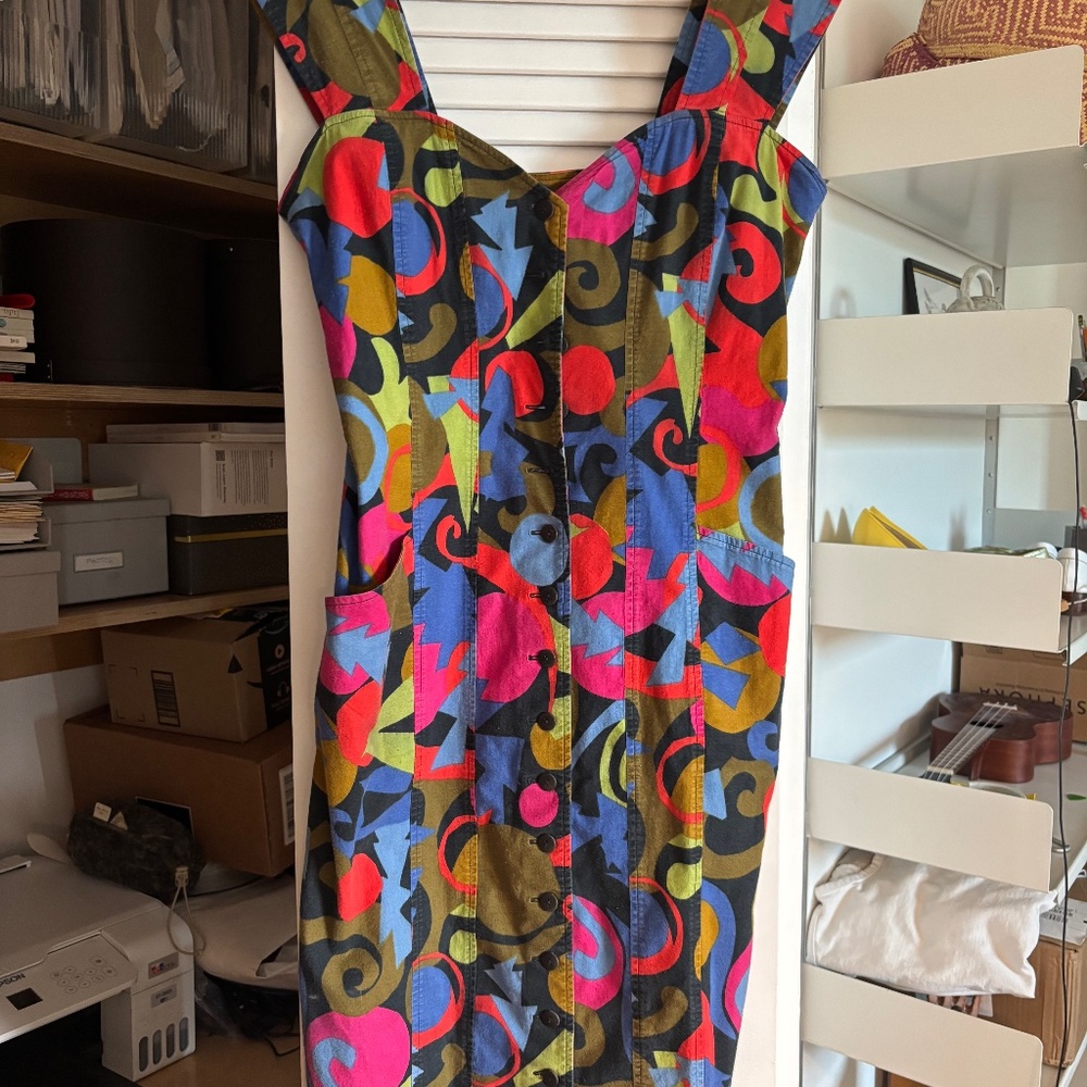Vintage Chacok Form Fitting Dress Abstract Pattern